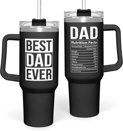 Best Dad Ever Tumbler with Handle 40oz Stainless Steel Insulated - Insulated Travel Tumbler Cup