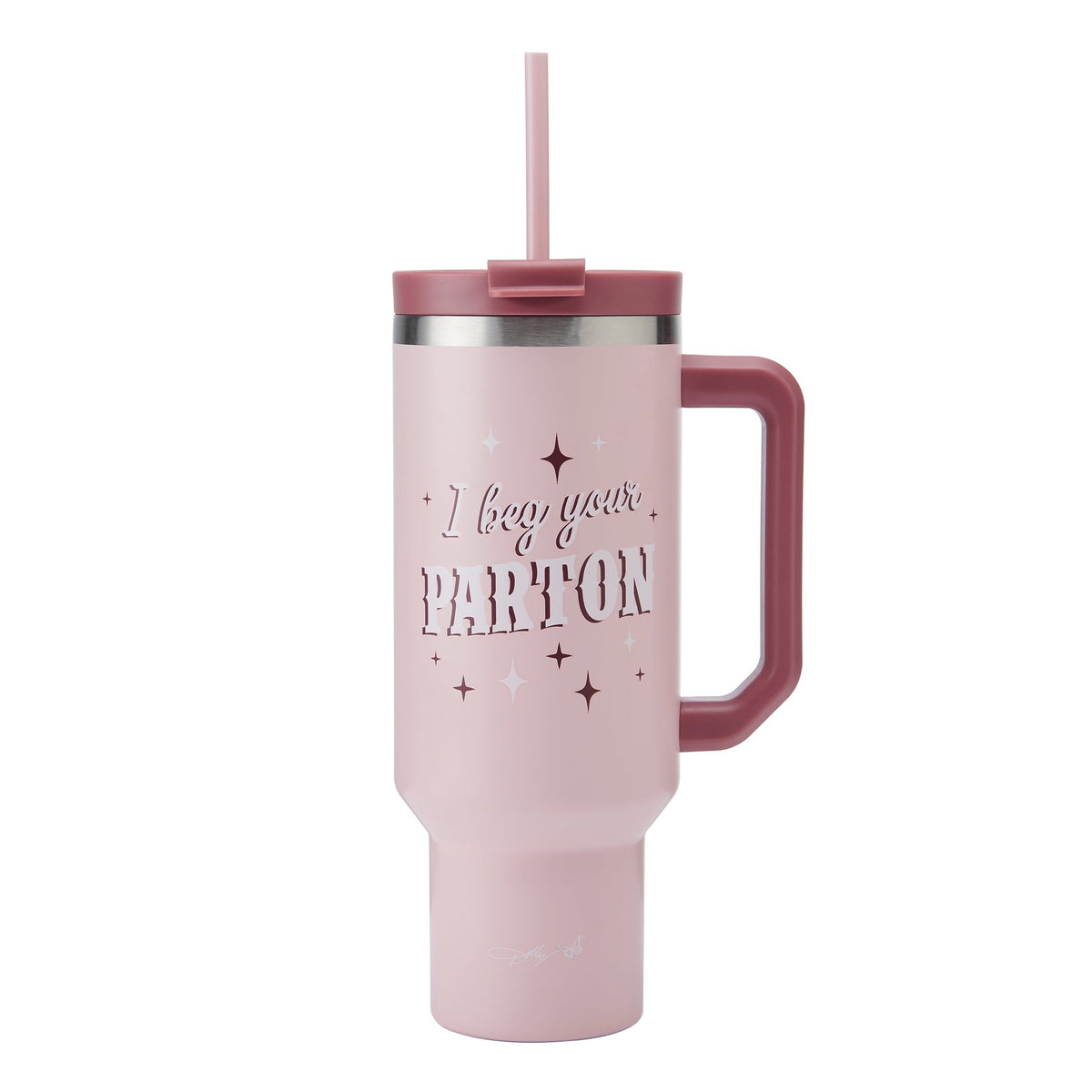 Dolly Parton 40 oz Stainless Steel Tumbler with Handle, Pink