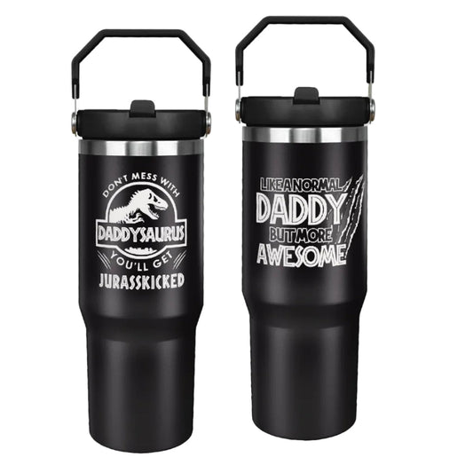 Father''s Day Gifts for Dad 30oz Tumbler with Handle and Straw Vacuum Insulated Water Bottle Stainless Steel, Leak Proof Travel Mug Proud Papa Cup for Men Birthday Christmas Gift from Daughter Son