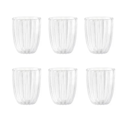 GUZZINI Dolcevita 12oz Low Tumblers (Set of 6) Mother of Pearl - 100% Recycled Plastic - Unbreakable, Reusable, BPA-Free, Iced Coffee, Smoothie, Water - Stackable Cup for Kids, Home & Kitchen