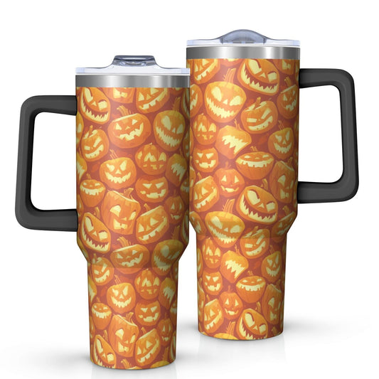 Halloween Style Mega Mug 40oz – Stainless Steel Insulated Tumbler with Handle and Straw, Large Capacity Travel Cup for Hot & Cold Drinks