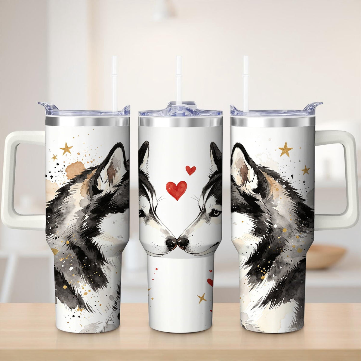 Premium Husky Love Design Stainless Steel Tumbler, 40oz - Insulated Travel Tumbler Cup