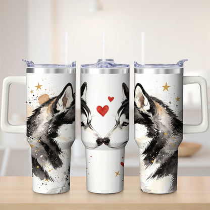 Premium Husky Love Design Stainless Steel Tumbler, 40oz - Insulated Travel Tumbler Cup