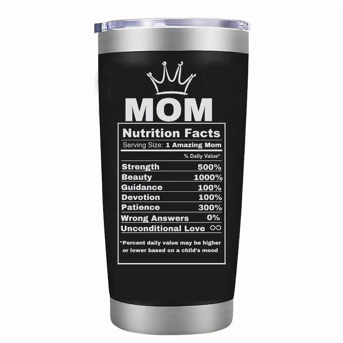 Mom Life Tumbler Mom Nutrition Facts Cup Mom Gifts for Mother from Daughters Sons Birthday Gifts for Mom Travel Mug Funny Gifts for Women Mama Stainless Steel 20oz