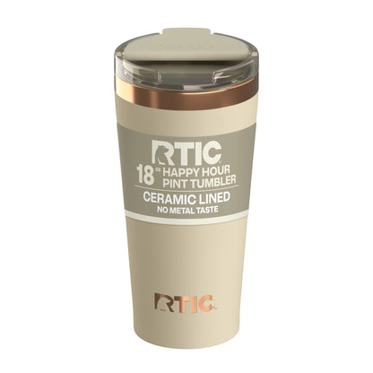 RTIC 18 oz Ceramic Lined Insulated Happy Hour Pint Tumbler, Leak - Insulated Travel Tumbler Cup