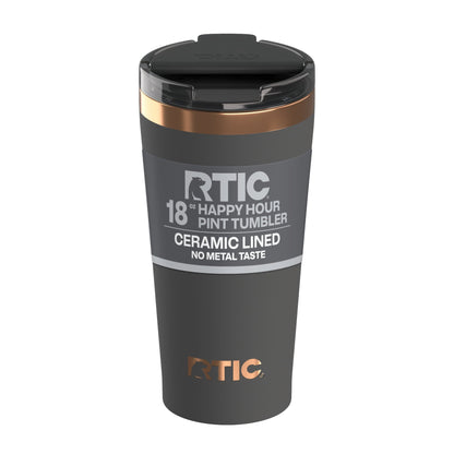RTIC 18 oz Ceramic Lined Insulated Happy Hour Pint Tumbler, Leak - Insulated Travel Tumbler Cup