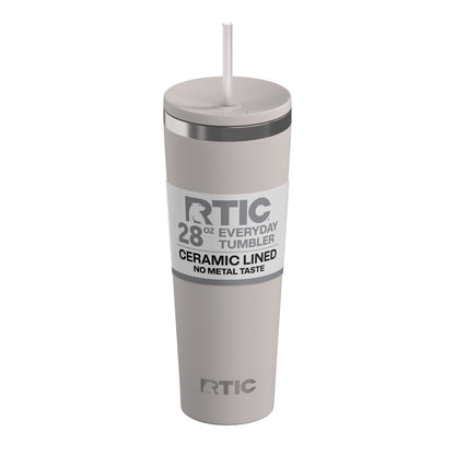 RTIC 28 oz Ceramic Lined Everyday Tumbler, Spill-Resistant Straw Lid, Marine - Insulated Travel Tumbler Cup