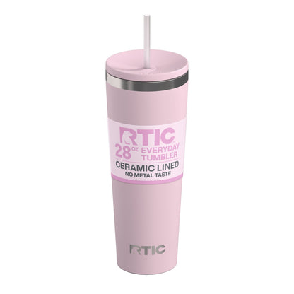 RTIC 28 oz Ceramic Lined Everyday Tumbler, Spill-Resistant Straw Lid, Marine - Insulated Travel Tumbler Cup