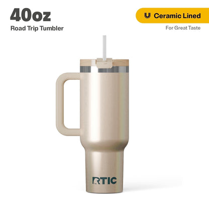 RTIC 40 oz Ceramic Lined Road Trip Tumbler with Handle - Insulated Travel Tumbler Cup