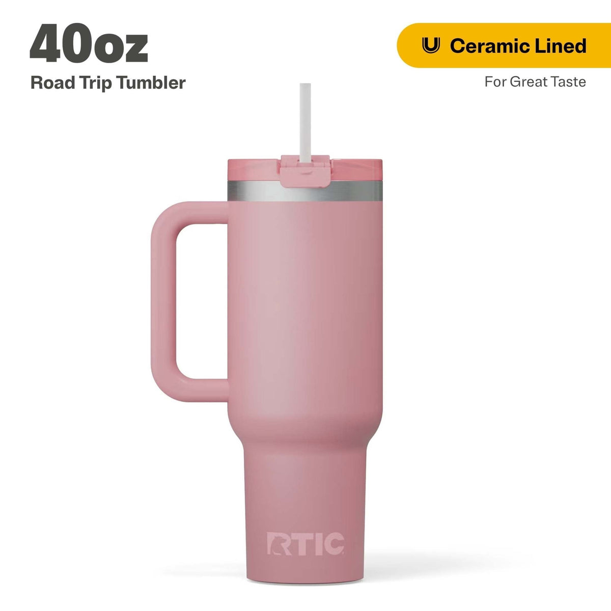 RTIC 40 oz Ceramic Lined Road Trip Tumbler with Handle - Insulated Travel Tumbler Cup