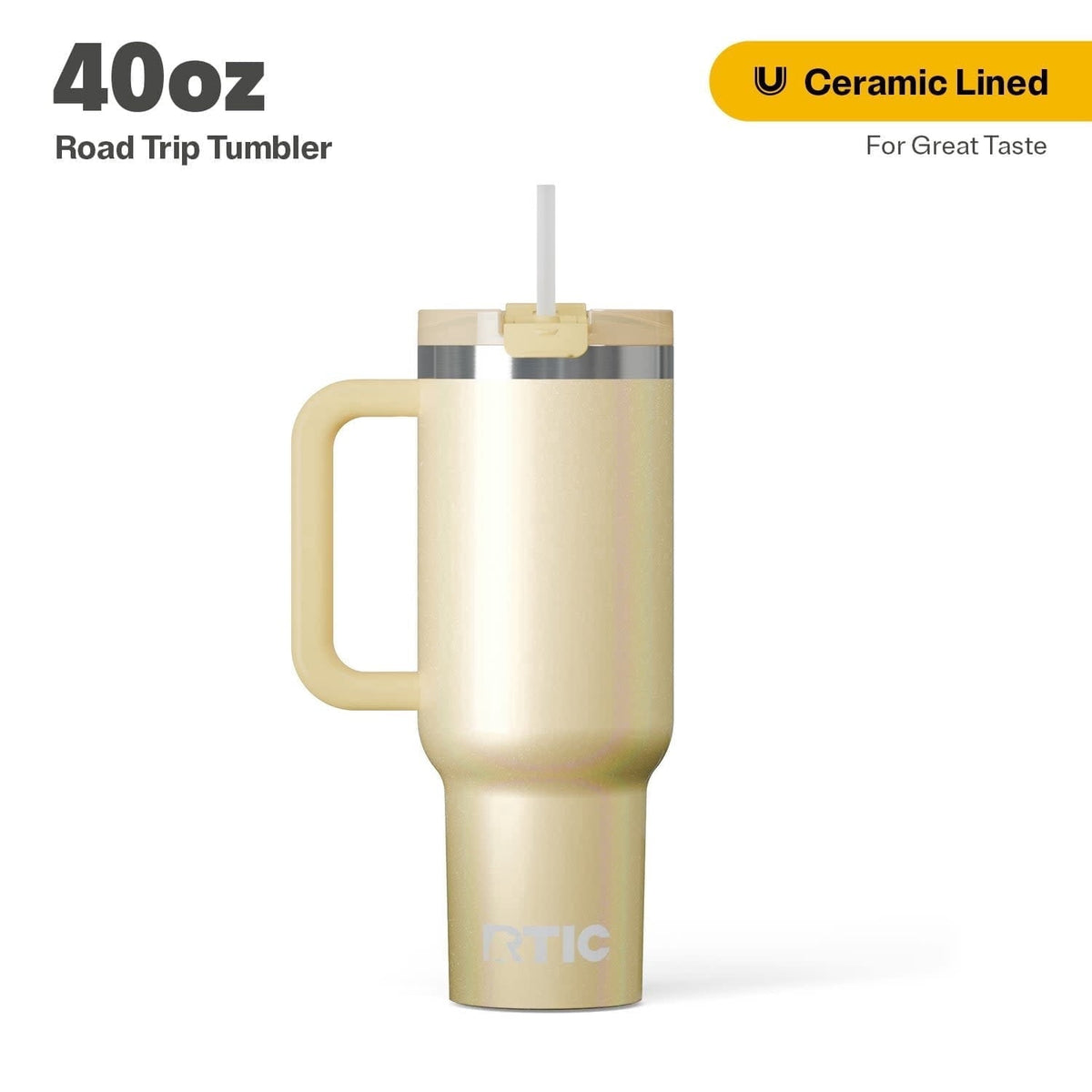 RTIC 40 oz Ceramic Lined Road Trip Tumbler with Handle - Insulated Travel Tumbler Cup