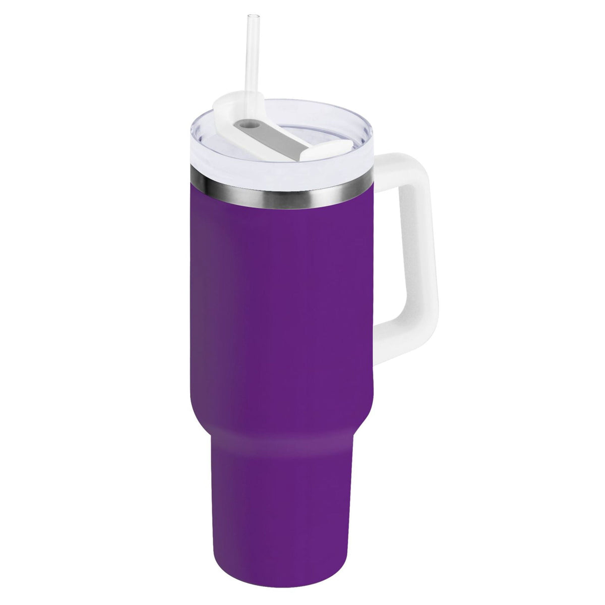 Ryvnso 40 oz Tumbler with Handle and Straw Insulated Stainless Steel Travel Mug with Lid Purple Solid Color