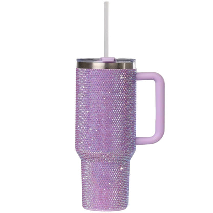 STP GOODS Stainless Steel Rhinestone Insulated Tumbler with Handle Lid - Insulated Travel Tumbler Cup
