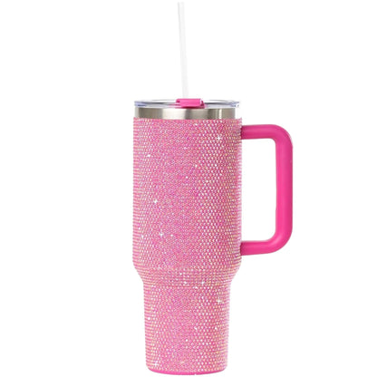 STP GOODS Stainless Steel Rhinestone Insulated Tumbler with Handle Lid - Insulated Travel Tumbler Cup