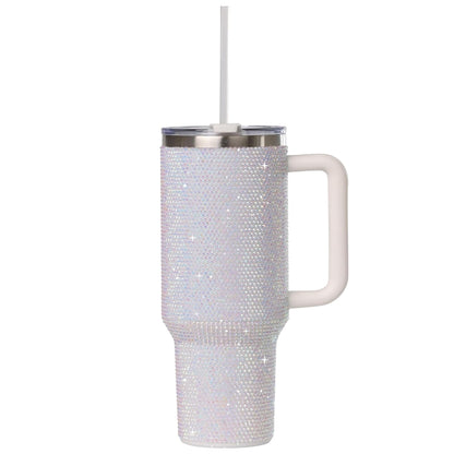 STP GOODS Stainless Steel Rhinestone Insulated Tumbler with Handle Lid - Insulated Travel Tumbler Cup