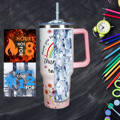 40 Oz Tumbler With Handle 40oz Purple Butterfly Tumbler With Lid - Insulated Travel Coffee Mug