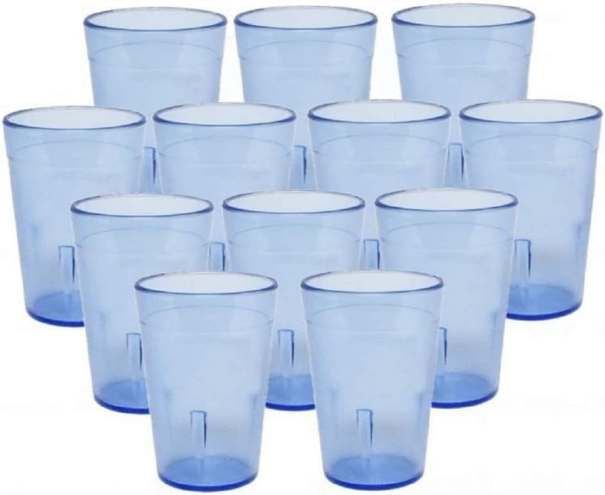 TrueCraftware- Set of 12 Pebbled Tumbler/Drinking Cups 8-Ounce Blue Color- Reusable Premium Water Iced Tea Glasses Stackable Dishwasher Safe Break-Resistant for Home and Restaurants