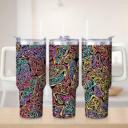 Vibrant Abstract Pattern Stainless Steel Tumbler, 40oz