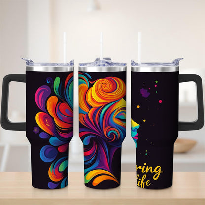 Vibrant Abstract Swirl Stainless Steel Tumbler, 30oz