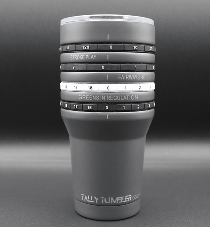 Tally Tumbler Golf Fairway Steel Gray 30oz Scorekeeping Insulated Drinking Tumbler