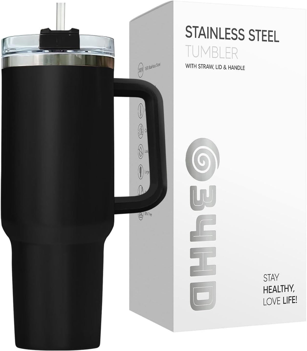 Liber Tea Tumbler 40oz with Handle and Straw, Patriotic Tea Vacuum Insulated Travel Gaming Cup, Gamer Gifts for Father''s Day - Cool Birthday Present for Him, Men & Daddy