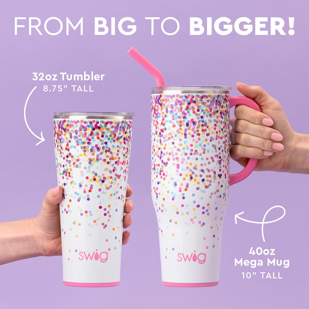 Swig Life 40oz Mega Mug | Insulated Stainless Steel Tumbler with Handle | Oh Happy Day