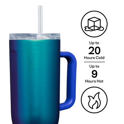 Corkcicle Cruiser Insulated Tumbler with Handle and Straw, Dragonfly, 40 oz – Reusable Water Bottle Keeps Beverages Cold for 20 Hours, Hot for 9 Hours – Cupholder Friendly, Spill Proof Tumbler